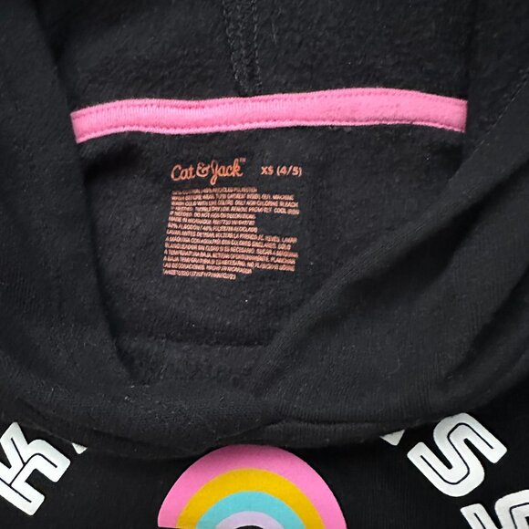 Cat & Jack XS Kindness Above All Black Hoodie Sweatshirt Girls 4/5 - Picture 2 of 4